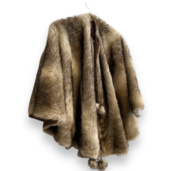 Vintage Faux Fur Gray White Shawl Stole Tie Front Classy Chic Holiday One Size - Picture 3 of 16